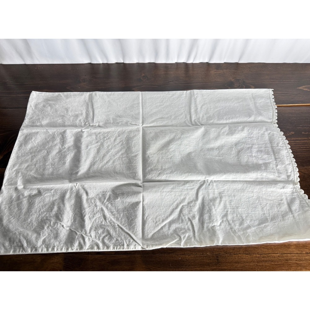 Vintage His and Hers Pillowcase Set Embroidered Floral Pansy Crochet‎ Trim White - Picture 6 of 9